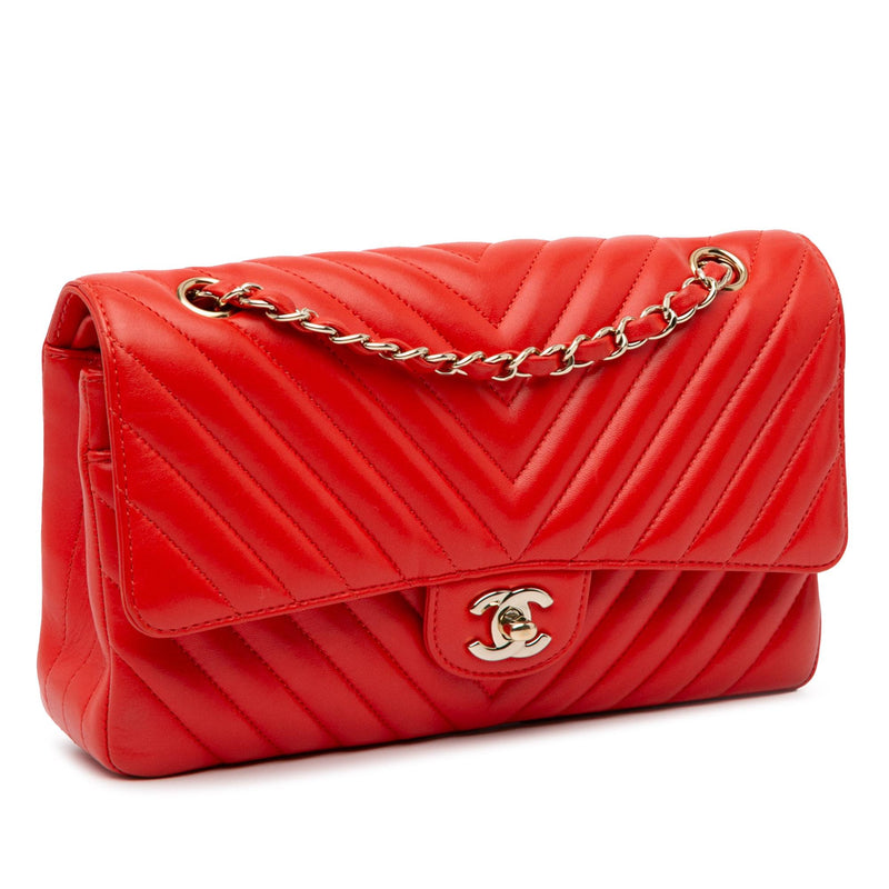 Chanel Medium Classic Chevron Lambskin Double Flap (SHG-PfQlYr)