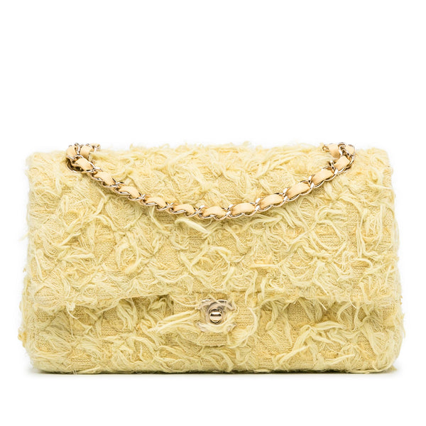 Chanel Medium Classic Fringed Tweed Double Flap (SHG-pwJcE6)