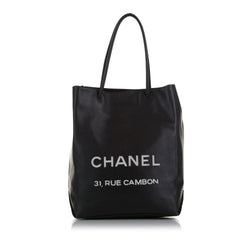 Large black leather '31 Rue Cambon' tote bag