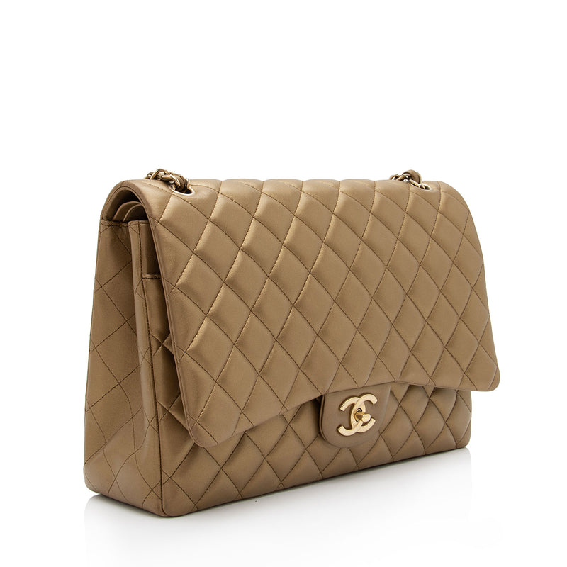 Chanel Metallic Silver Quilted Lambskin New Classic Double Flap Jumbo  Q6BAQP4NV4009