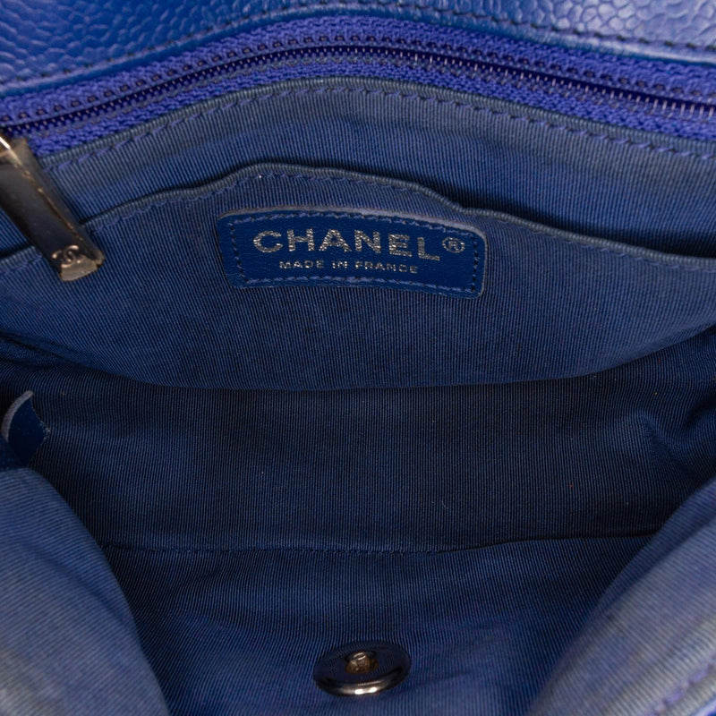 Chanel Navy Caviar Chevron Small Flap Bag