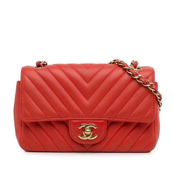 Chanel Mini Chevron Quilted Lambskin Rectangular Flap Bag (SHG-rXZBco)