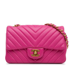 Chanel Mini Chevron Quilted Lambskin Rectangular Flap (SHG-nY0kHq)