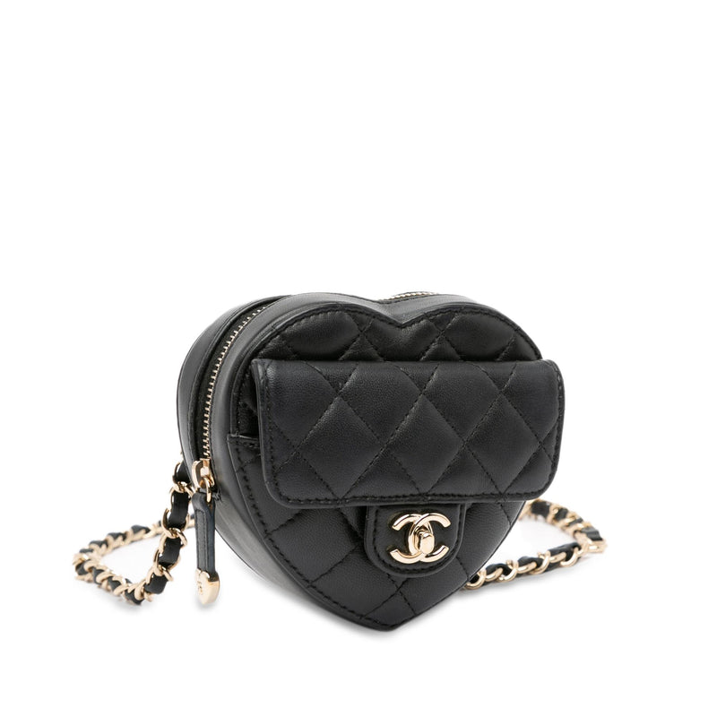 Chanel Mini Lambskin CC in Love Heart Belt Bag (SHG-R54rLZ)