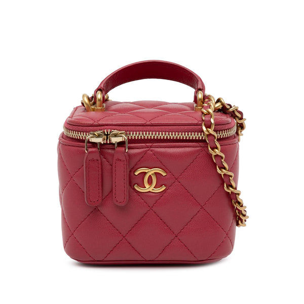 Chanel Mini Lambskin Top Handle Vanity Case with Chain (SHG-aE49jN)