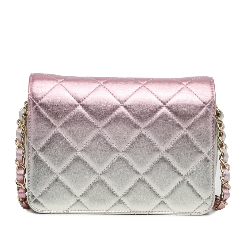 Chanel Mini Metallic Lambskin Like a Wallet Flap Bag (SHG-ZFjRuZ)