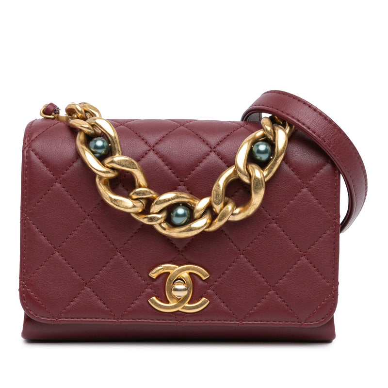 Chanel Mini Quilted Lambskin Pearl Chain Flap (SHG-EoPZT5)