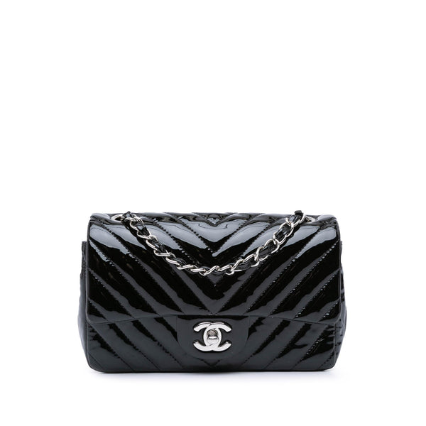 Chanel Mini Rectangular Classic Chevron Patent Single Flap (SHG-XJ1NoR)