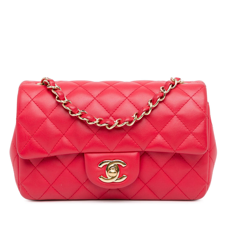 Chanel Mini Rectangular Classic Lambskin Single Flap (SHG-aMDNhD)