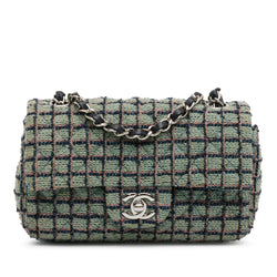 Chanel Mini Rectangular Classic Tweed Flap (SHG-QUYc9A)