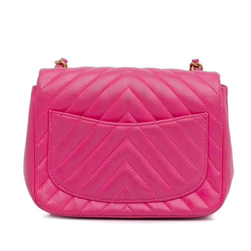 Chanel Mini Square Classic Chevron Lambskin Flap (SHG-sknHKI)