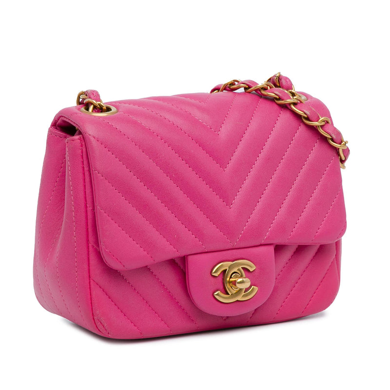 Chanel Mini Square Classic Chevron Lambskin Flap (SHG-sknHKI)