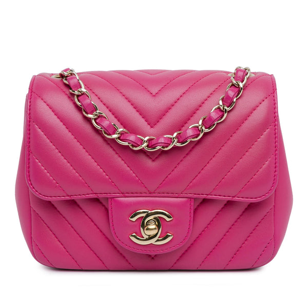 Chanel Mini Square Classic Lambskin Chevron Flap (SHG-Z0yp7W)