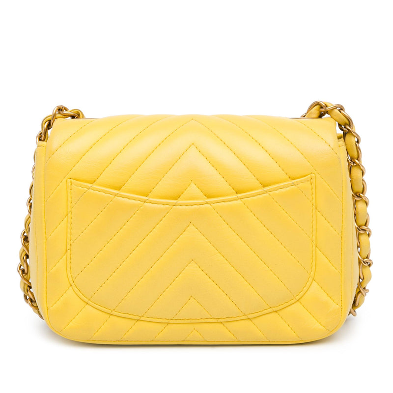 Chanel Mini Square Classic Lambskin Chevron Single Flap (SHG-Hg3a1b)