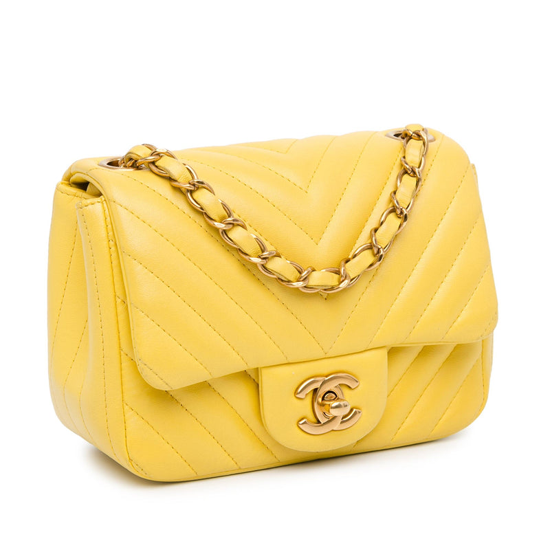 Chanel Mini Square Classic Lambskin Chevron Single Flap (SHG-Hg3a1b)