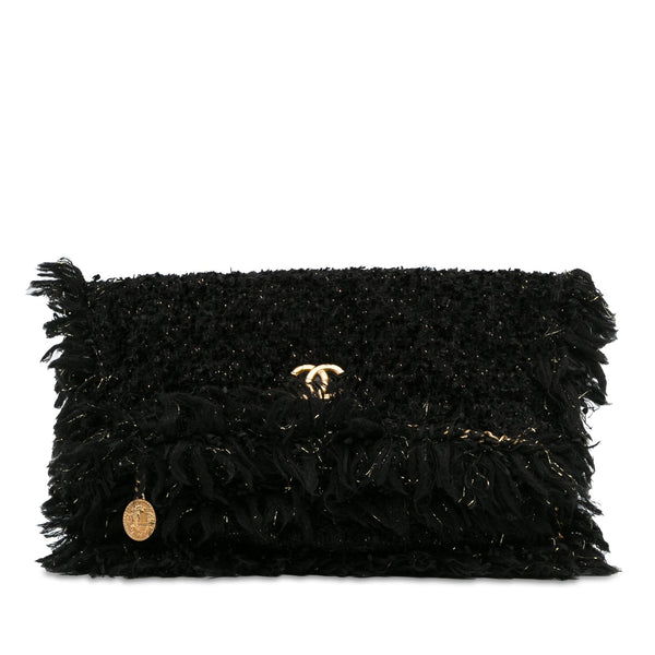 Chanel Paris-Cosmopolite Tweed Fringe Clutch (SHG-algP8a)