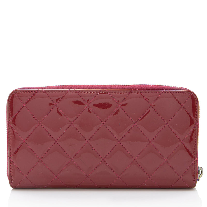 Chanel Patent Leather CC Zip Around Wallet (SHF-zqWAz7)