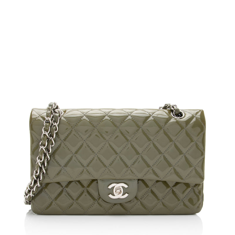 Chanel Patent Leather Classic Medium Double Flap Bag (SHF-yY0DZr 