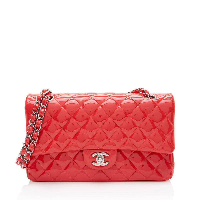 Chanel Patent Leather Classic Medium Double Flap Bag (SHF-96viXO)