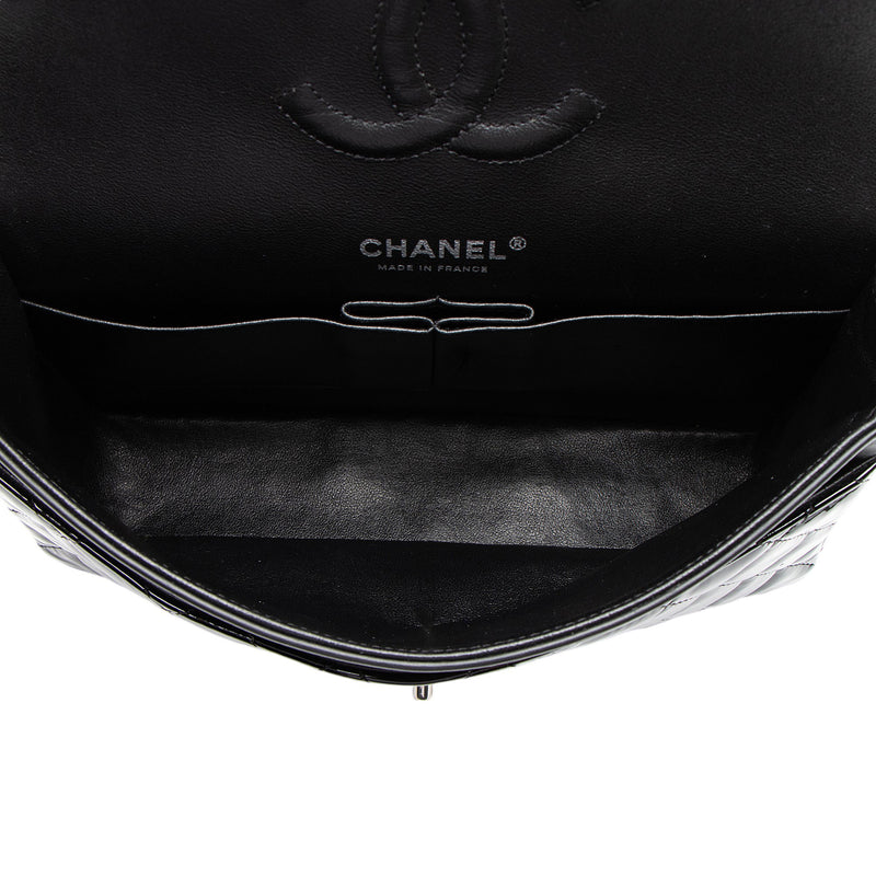 Chanel Patent Leather Classic Medium Double Flap Bag (SHF-vw1LPd)