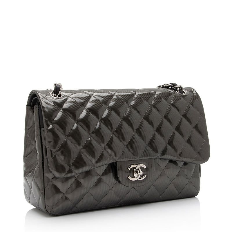 CHANEL Lambskin Chevron Quilted Jumbo Double Flap So Black | FASHIONPHILE