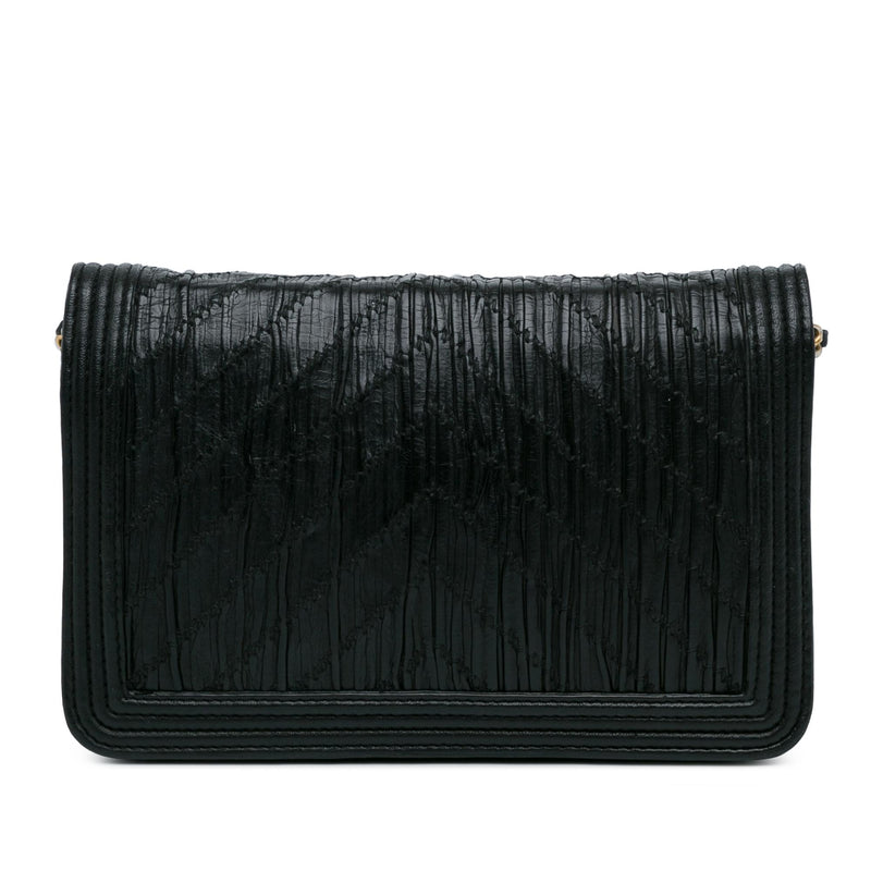 Chanel Pleated Crumpled Chevron Le Boy Wallet On Chain (SHG-QUHsjg)