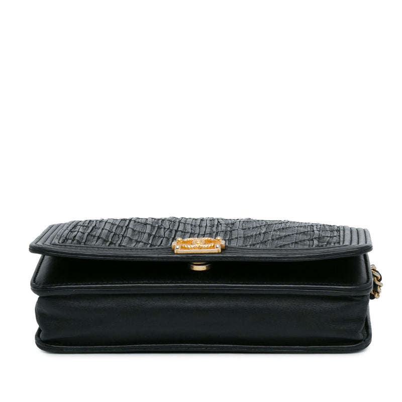 Chanel Pleated Crumpled Chevron Le Boy Wallet On Chain (SHG-QUHsjg)