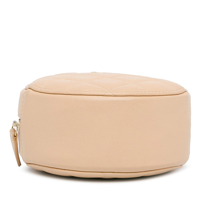 Chanel Quilted Calfskin Pearl Round Clutch With Chain (SHG-4RAziC)