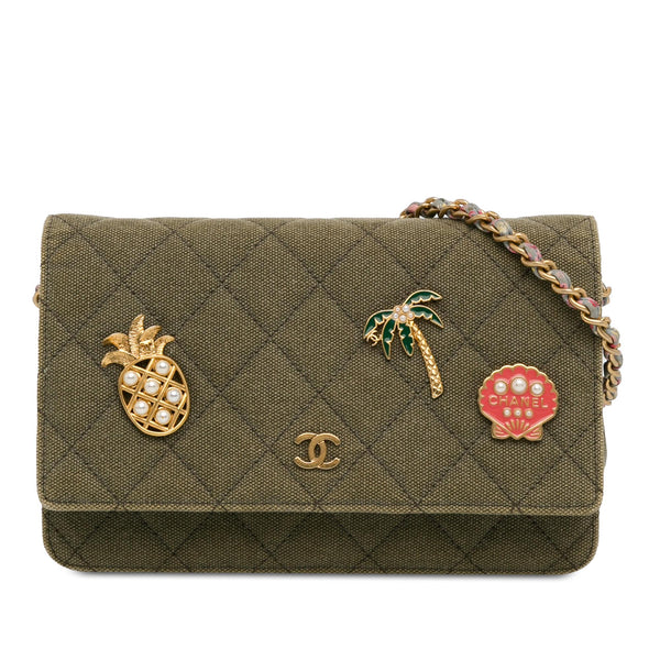 Chanel Quilted Canvas Coco Cuba Charms Wallet On Chain (SHG-iFwSQ5)