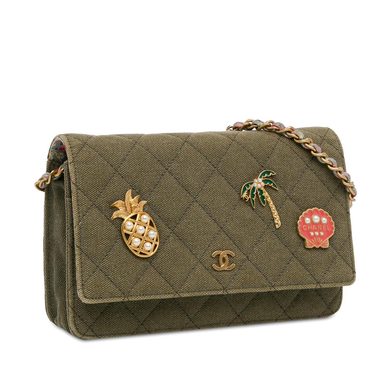 Chanel Quilted Canvas Coco Cuba Charms Wallet On Chain (SHG-iFwSQ5)