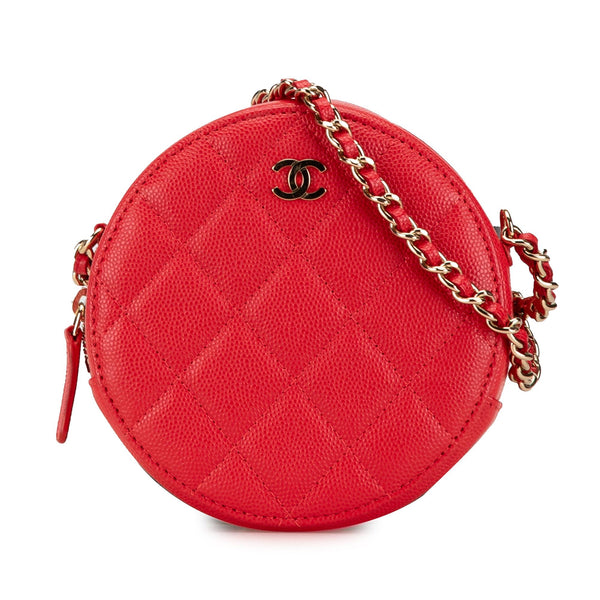 Chanel Quilted Caviar Round Clutch With Chain (SHG-zp3srf)