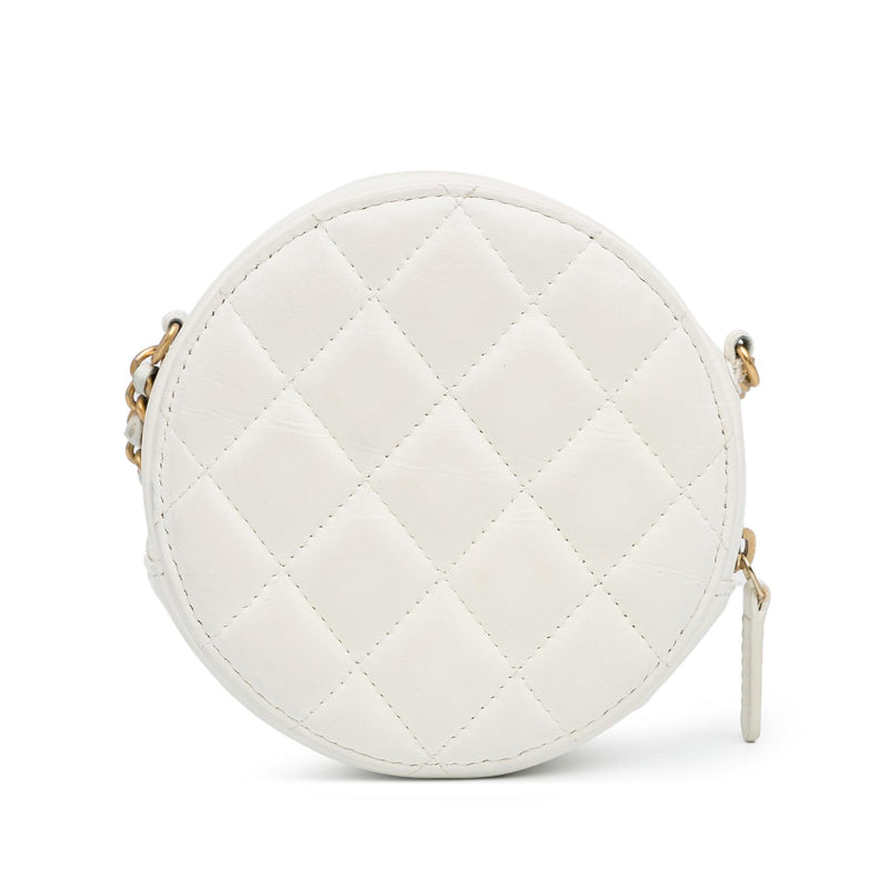 Chanel Quilted Lambskin Pearl Crush Round Clutch with Chain (SHG-SbdIV9)