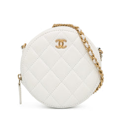 Chanel Quilted Lambskin Pearl Crush Round Clutch with Chain (SHG-SbdIV9)