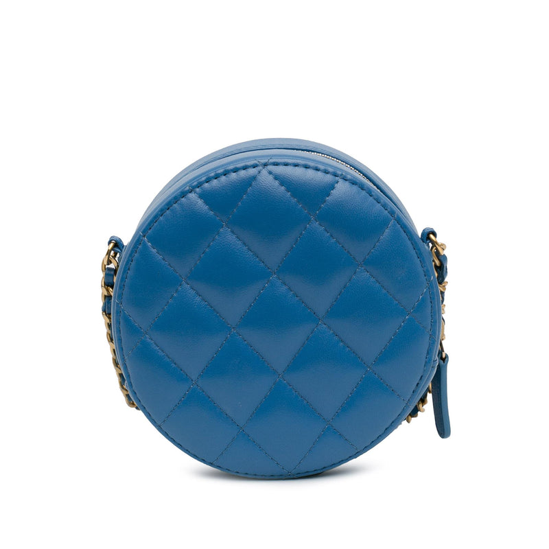 Chanel Quilted Lambskin Round Clutch with Chain (SHG-Imo8ot)