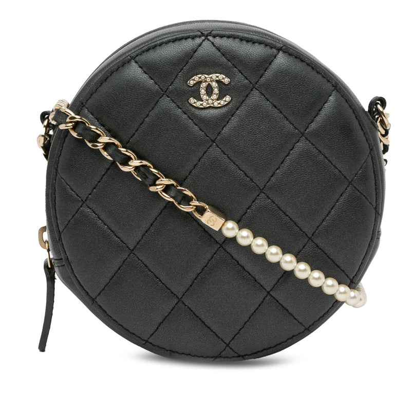 Chanel Quilted Lambskin Round Pearl Clutch with Chain (SHG-gvPaNX)