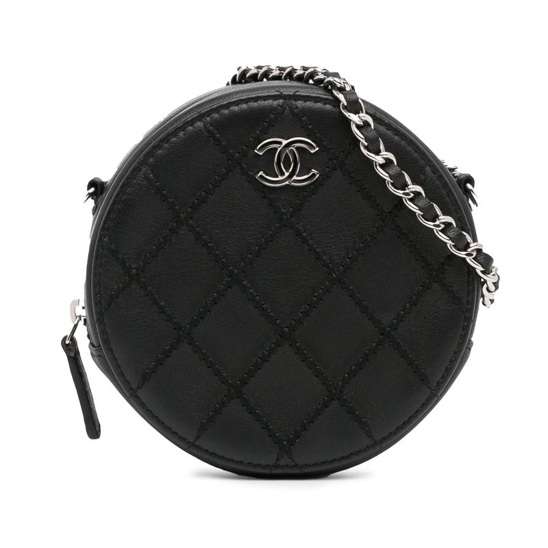 Chanel Quilted Lambskin Ultimate Stitch Round Clutch with Chain (SHG-W0N9sw)