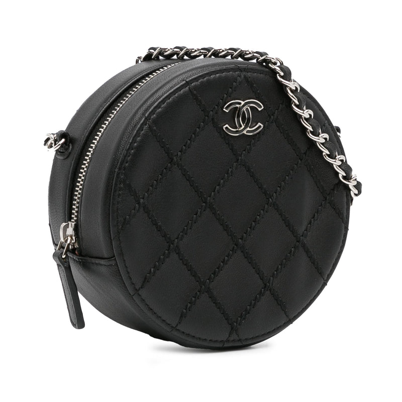 Chanel Quilted Lambskin Ultimate Stitch Round Clutch with Chain (SHG-W0N9sw)