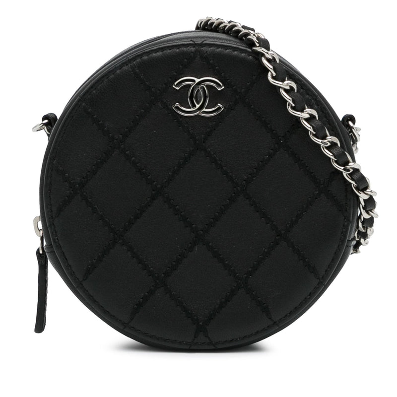 Chanel Quilted Lambskin Ultimate Stitch Round Clutch with Chain (SHG-BLUPE1)