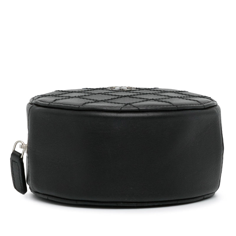 Chanel Quilted Lambskin Ultimate Stitch Round Clutch with Chain (SHG-BLUPE1)