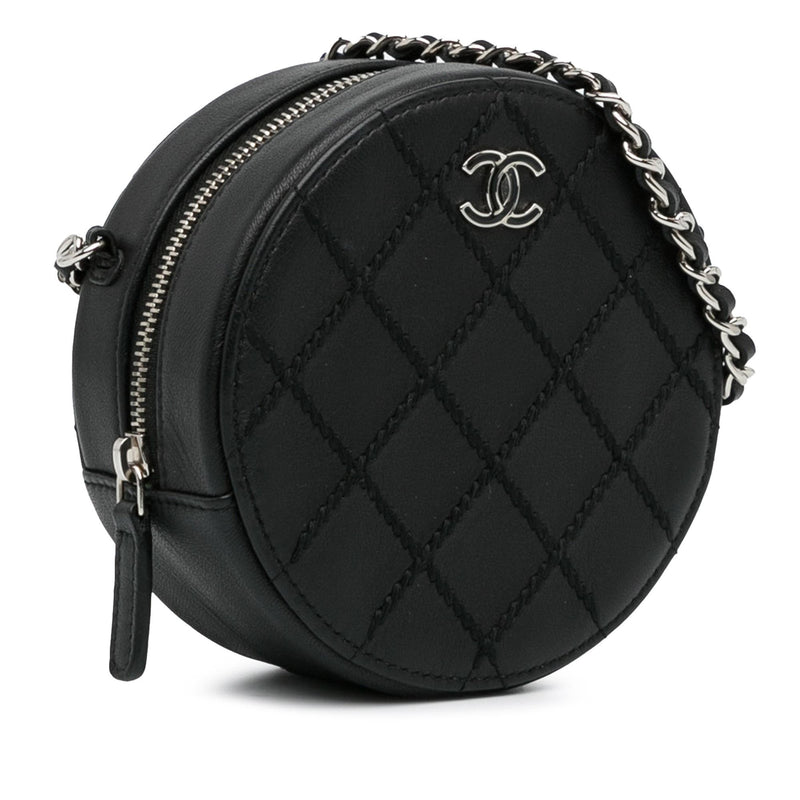 Chanel Quilted Lambskin Ultimate Stitch Round Clutch with Chain (SHG-BLUPE1)