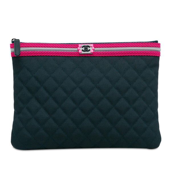 Chanel Quilted Nylon Fluo Boy O Case Clutch (SHG-4cUU3k)