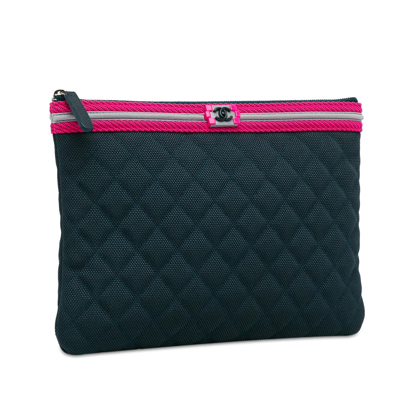 Chanel Quilted Nylon Fluo Boy O Case Clutch (SHG-4cUU3k)