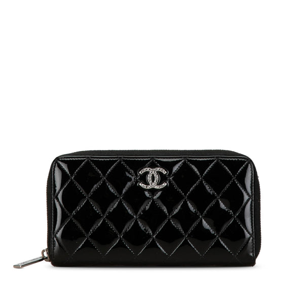 Chanel Quilted Patent Brilliant Zip Around Wallet (SHG-9dsHwF)