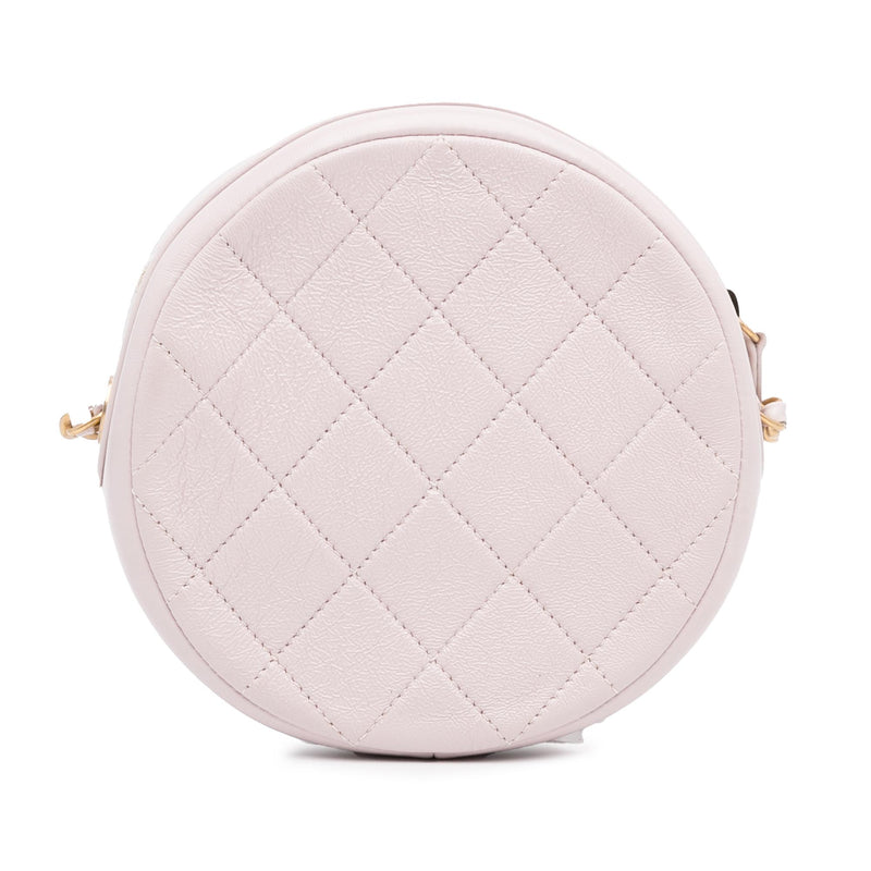 Chanel Quilted Patent Round Clutch with Chain (SHG-Hh0oWh)