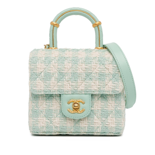 Chanel Quilted Tweed Crush Top Handle Flap (SHG-Ex9ayO)