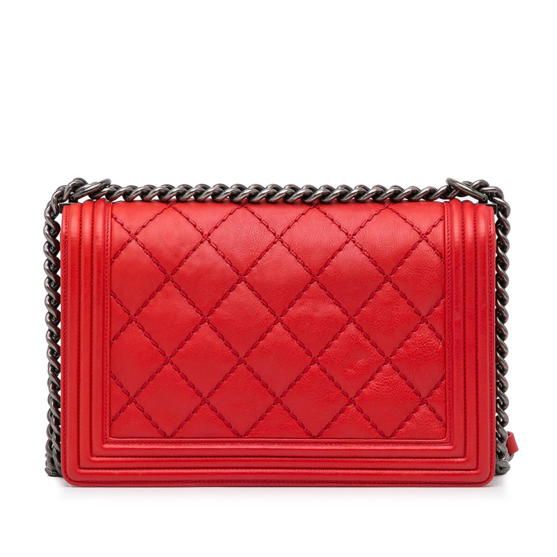 Chanel Small Lambskin Double Stitch Boy Flap (SHG-xZDUeB)