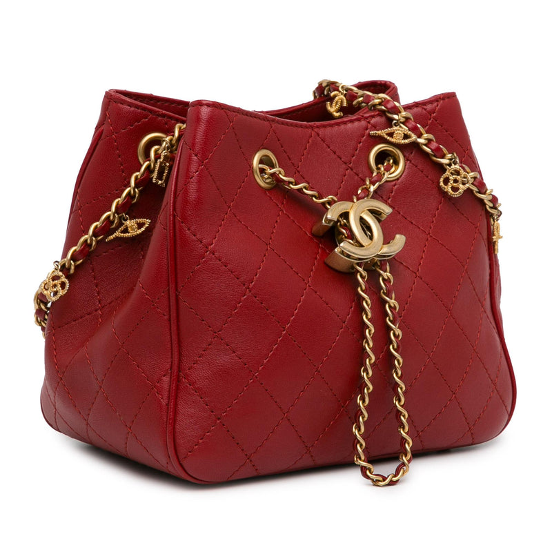 Chanel Small Stitched Calfskin Egyptian Amulet Drawstring Bucket Bag (SHG-hm9mZm)