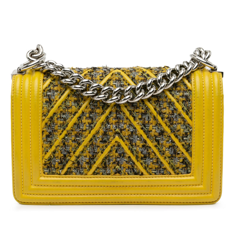 Chanel Small Tweed and Lambskin Chevron Boy Flap (SHG-6vNjyY)