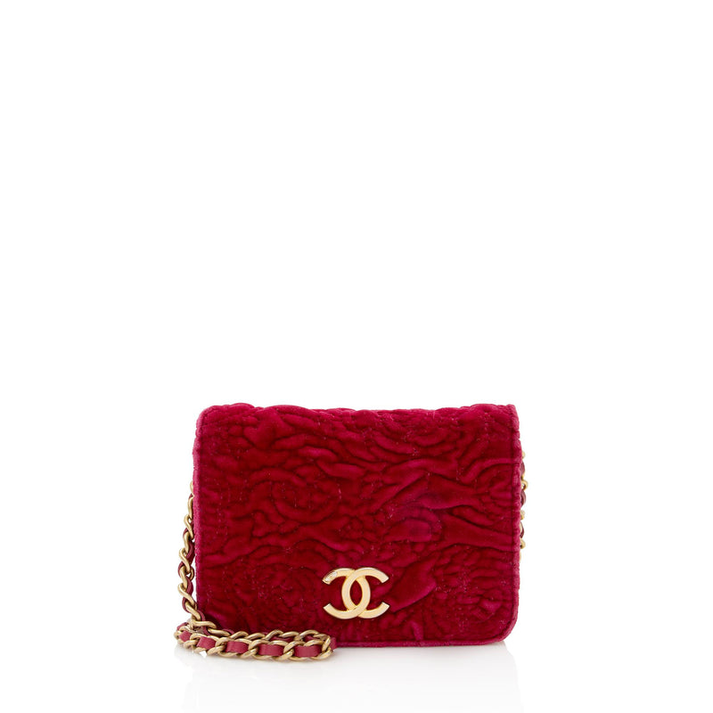 CHANEL Lambskin Quilted Top Handle Flap Coin Purse With Chain