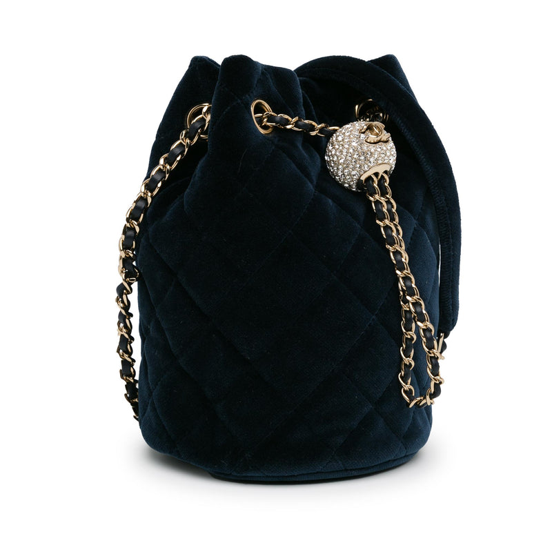 Chanel Velvet Crystal Pearl Crush Bucket Bag (SHG-ZkZa1i)